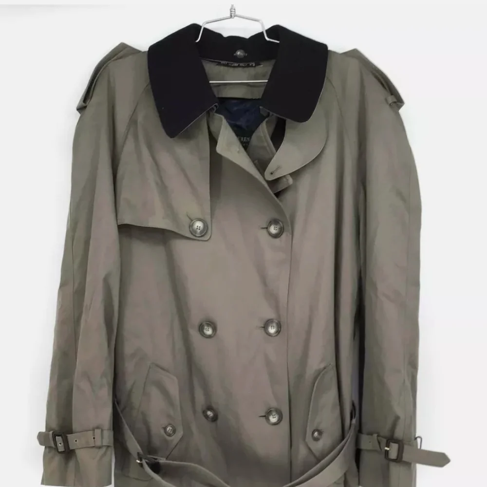Lauren Ralph Lauren Winter Gray Coat Trench jacket collar button up belted belt - Picture 2 of 8